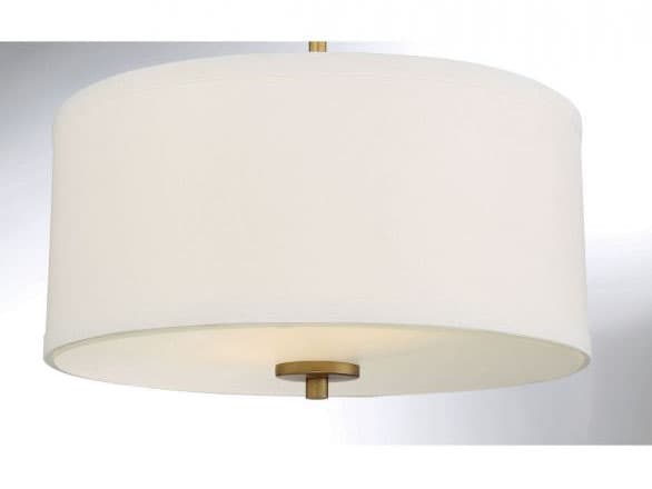 Savoy House Meridian 2-Light Natural Brass White Drum Semi Flush Mount