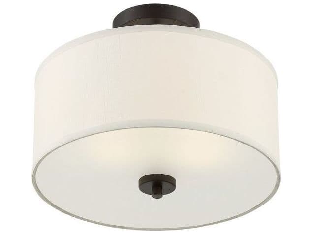 Savoy House Meridian 2-Light Oil Rubbed Bronze White Drum Semi Flush Mount