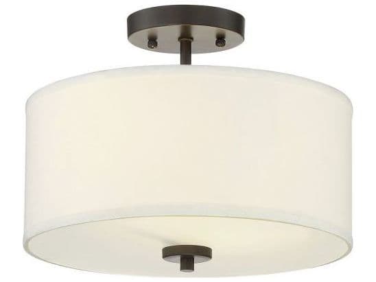 Savoy House Meridian 2-Light Oil Rubbed Bronze White Drum Semi Flush Mount