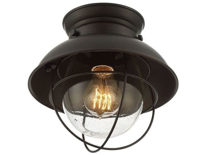 Savoy House Meridian 1-Light Oil Rubbed Bronze Glass Globe Geometric Flush Mount