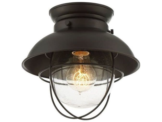 Savoy House Meridian 1-Light Oil Rubbed Bronze Glass Globe Geometric Flush Mount