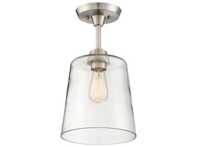 Savoy House Meridian 1-Light Brushed Nickel Glass Empire Semi Flush Mount