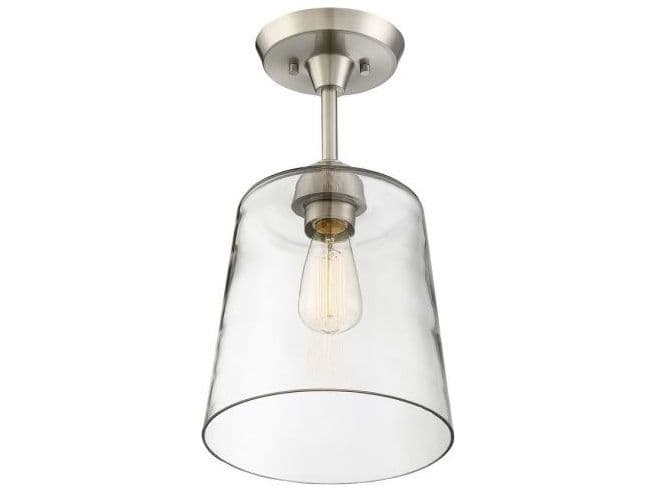 Savoy House Meridian 1-Light Brushed Nickel Glass Empire Semi Flush Mount