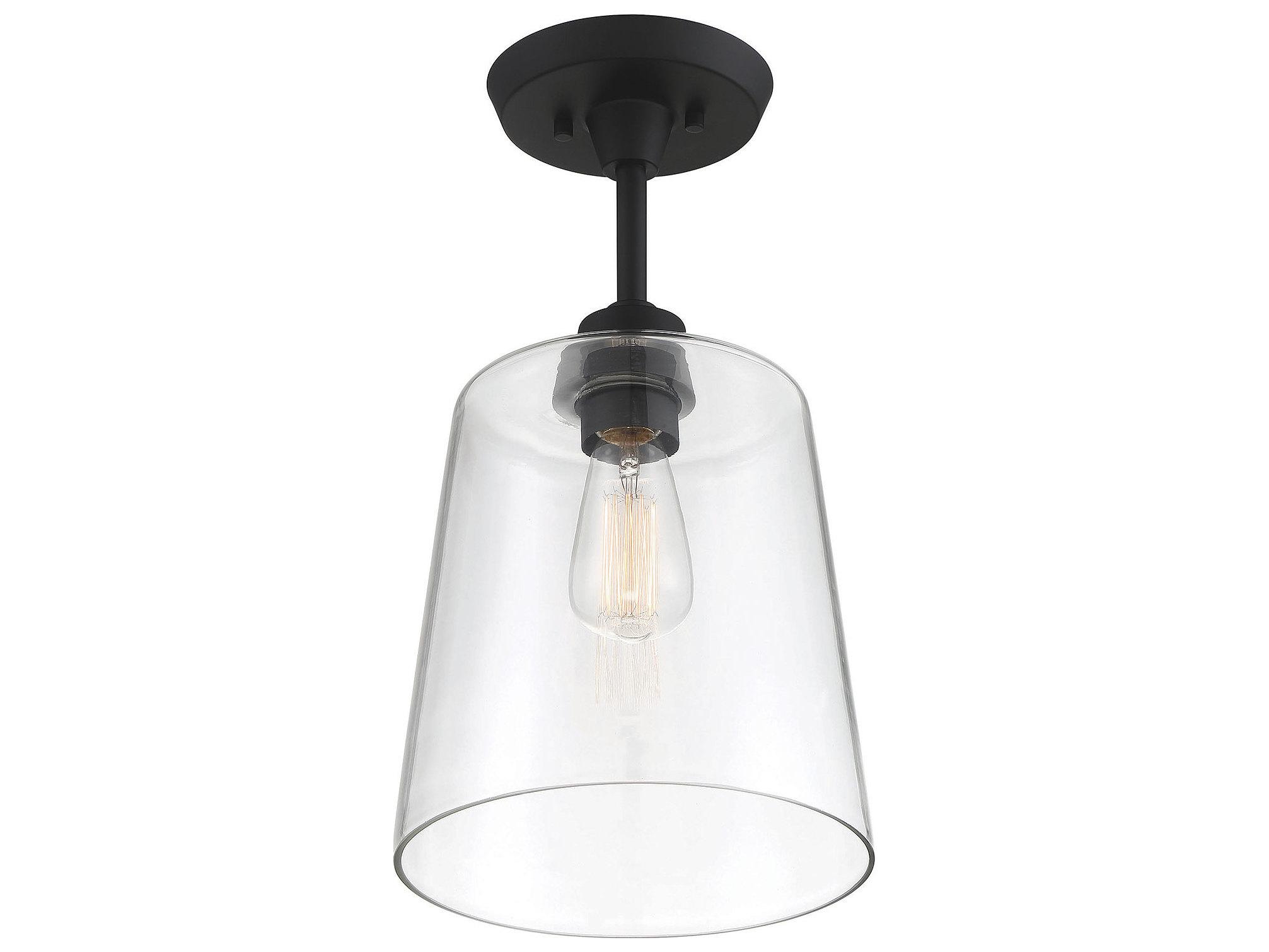 Savoy House Meridian 1-Light Matte Black Glass Empire Semi Flush Mount