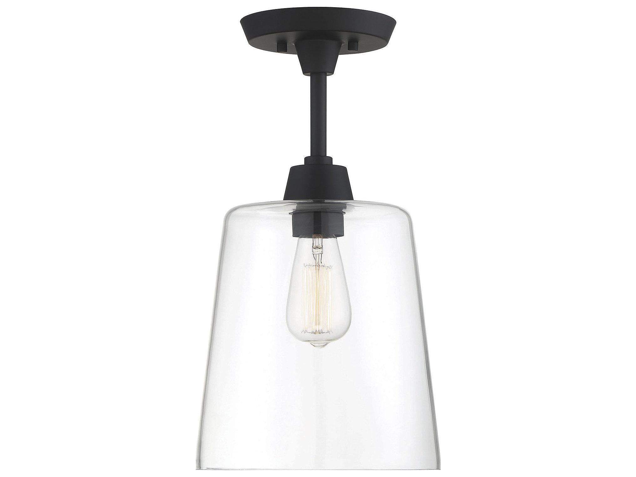 Savoy House Meridian 1-Light Matte Black Glass Empire Semi Flush Mount