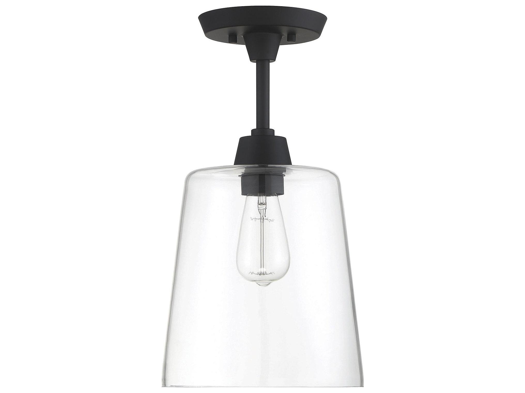 Savoy House Meridian 1-Light Matte Black Glass Empire Semi Flush Mount