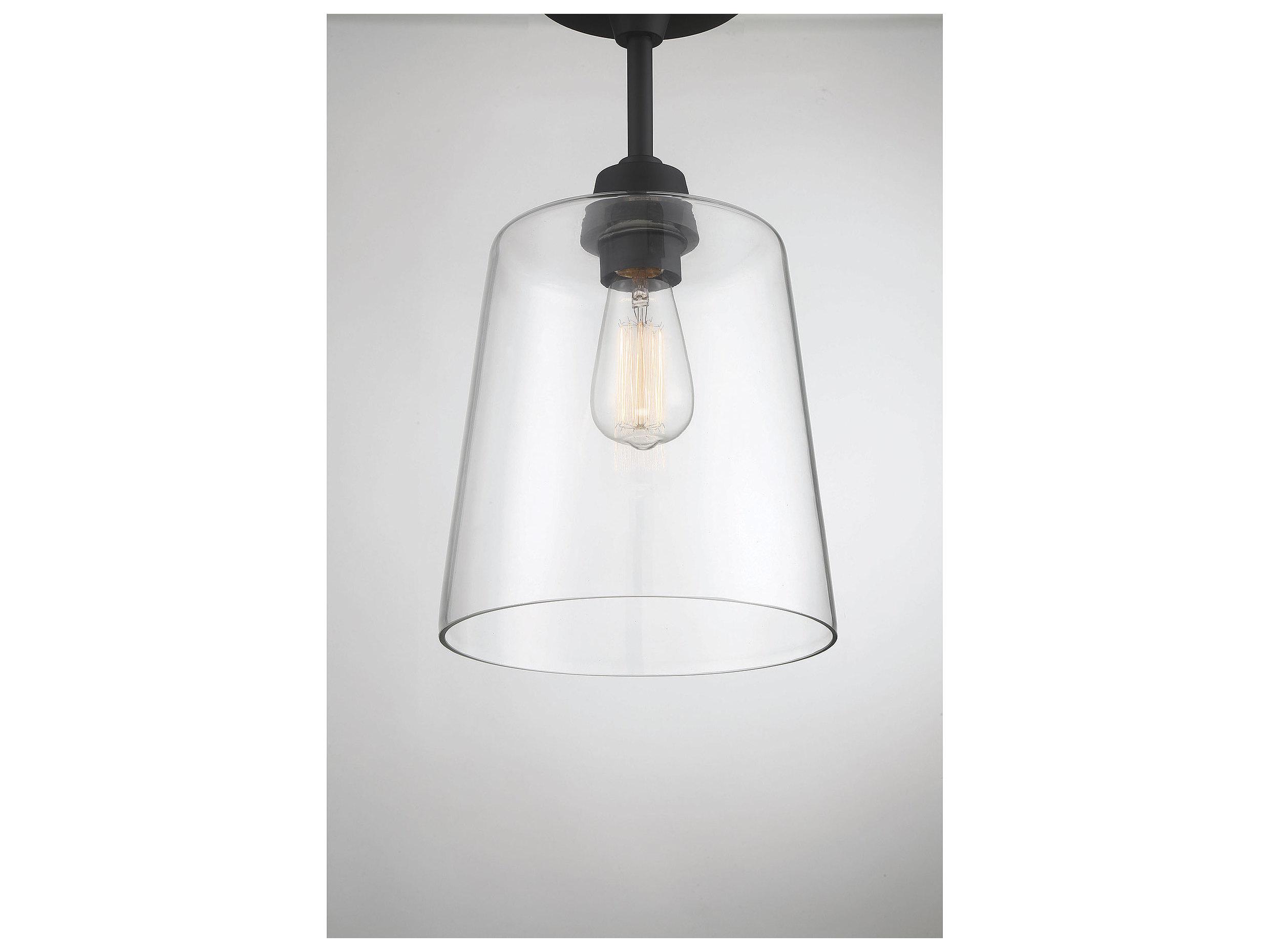 Savoy House Meridian 1-Light Matte Black Glass Empire Semi Flush Mount