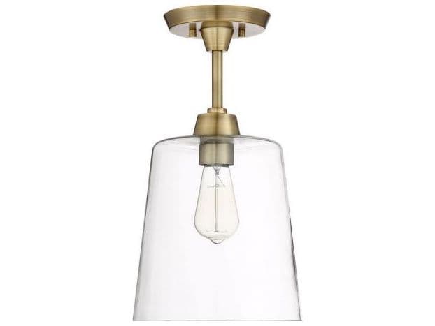 Savoy House Meridian 1-Light Natural Brass Glass Empire Semi Flush Mount