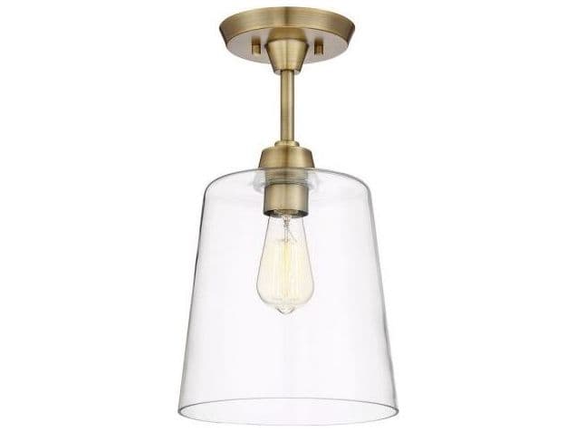 Savoy House Meridian 1-Light Natural Brass Glass Empire Semi Flush Mount