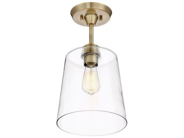 Savoy House Meridian 1-Light Natural Brass Glass Empire Semi Flush Mount