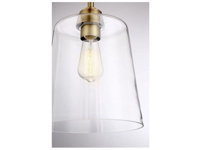 Savoy House Meridian 1-Light Natural Brass Glass Empire Semi Flush Mount