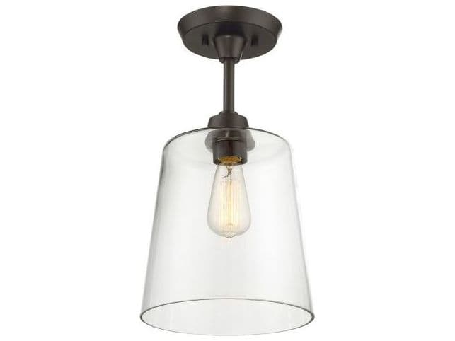 Savoy House Meridian 1-Light Oil Rubbed Bronze Glass Empire Semi Flush Mount