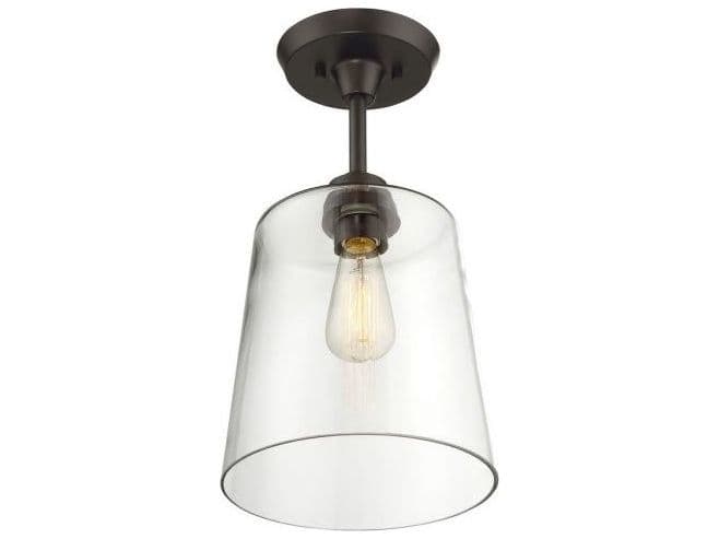Savoy House Meridian 1-Light Oil Rubbed Bronze Glass Empire Semi Flush Mount