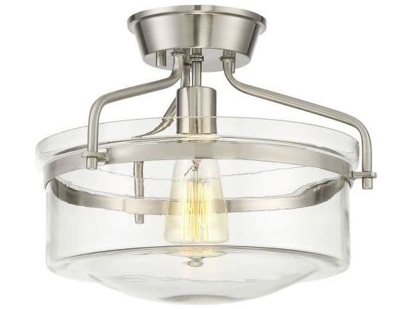 Savoy House Meridian 1-Light Brushed Nickel Glass Bowl Semi Flush Mount
