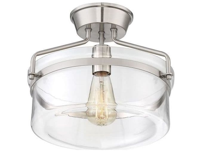 Savoy House Meridian 1-Light Brushed Nickel Glass Bowl Semi Flush Mount