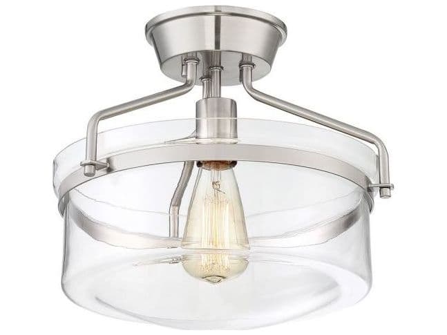 Savoy House Meridian 1-Light Brushed Nickel Glass Bowl Semi Flush Mount