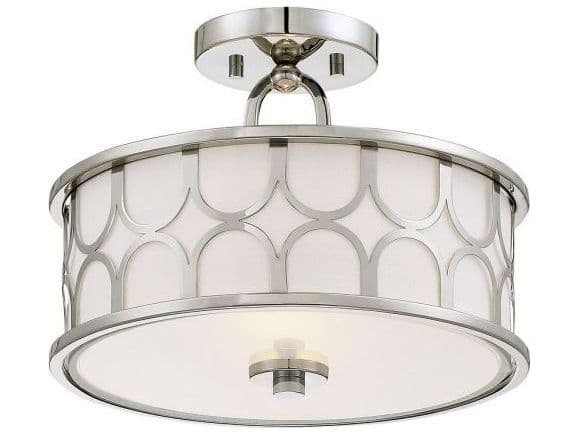 Savoy House Meridian 2-Light Polished Nickel Drum Semi Flush Mount