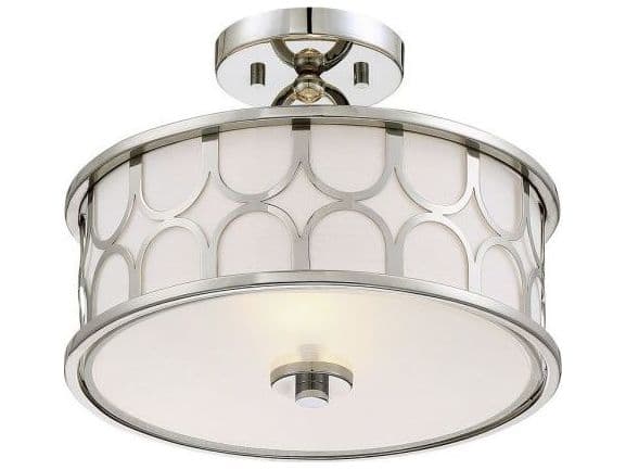 Savoy House Meridian 2-Light Polished Nickel Drum Semi Flush Mount