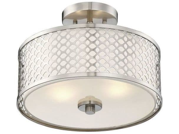 Savoy House Meridian 2-Light Brushed Nickel Drum Semi Flush Mount