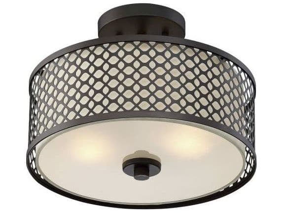 Savoy House Meridian 2-Light Oil Rubbed Bronze Drum Geometric Semi Flush Mount