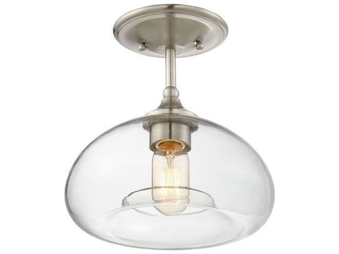 Savoy House Meridian 1-Light Brushed Nickel Glass Dome Semi Flush Mount