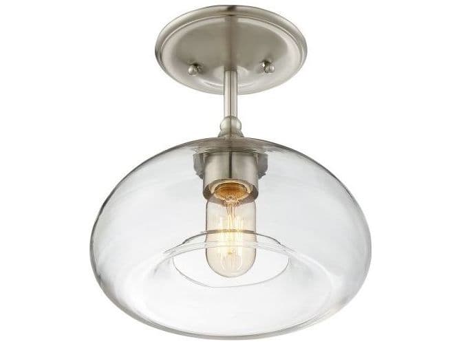 Savoy House Meridian 1-Light Brushed Nickel Glass Dome Semi Flush Mount