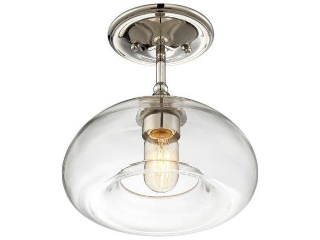 Savoy House Meridian 1-Light Polished Nickel Glass Dome Semi Flush Mount