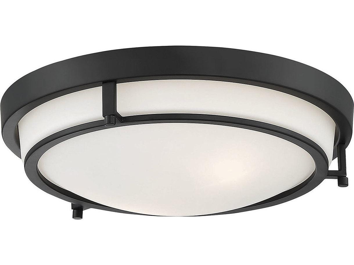 Savoy House Meridian 2-Light Matte Black Glass Bowl Geometric Flush Mount