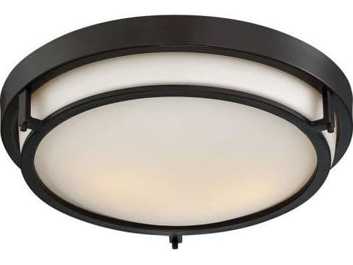 Savoy House Meridian 2-Light Oil Rubbed Bronze Glass Bowl Geometric Flush Mount