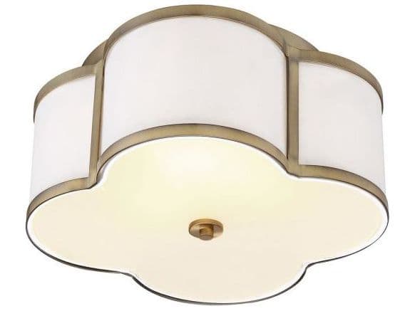Savoy House Meridian 3-Light Natural Brass Drum Semi Flush Mount