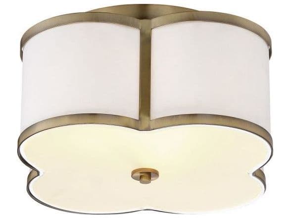 Savoy House Meridian 3-Light Natural Brass Drum Semi Flush Mount