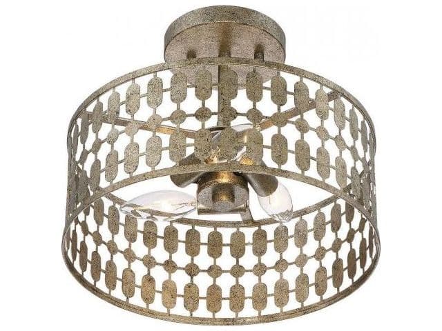 Savoy House Meridian 3-Light Antique Gold Drum Semi Flush Mount