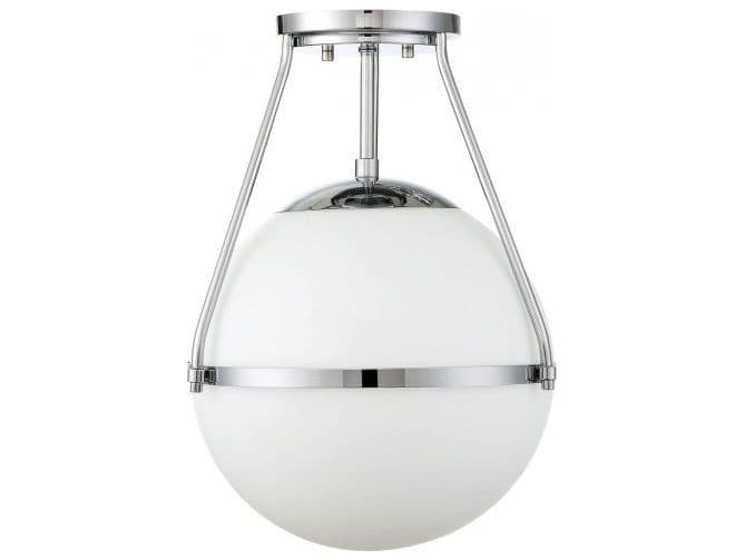 Savoy House Meridian 1-Light Chrome Glass Globe Geometric Semi Flush Mount