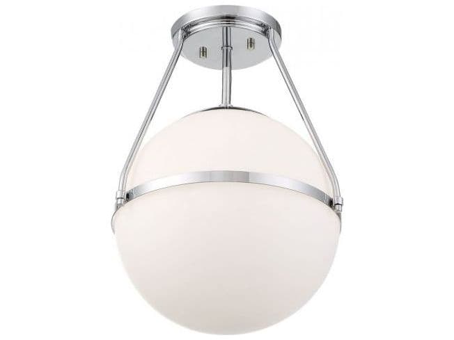 Savoy House Meridian 1-Light Chrome Glass Globe Geometric Semi Flush Mount