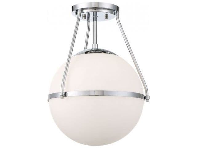 Savoy House Meridian 1-Light Chrome Glass Globe Geometric Semi Flush Mount