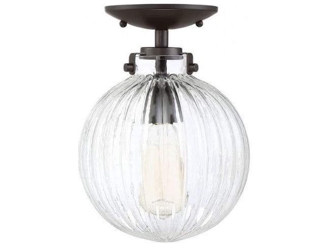 Savoy House Meridian 1-Light Oil Rubbed Bronze Glass Globe Geometric Semi Flush Mount