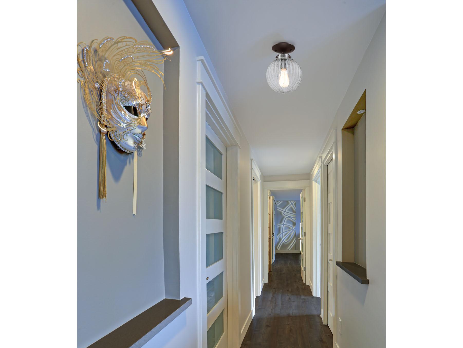 Savoy House Meridian 1-Light Oil Rubbed Bronze Glass Globe Geometric Semi Flush Mount