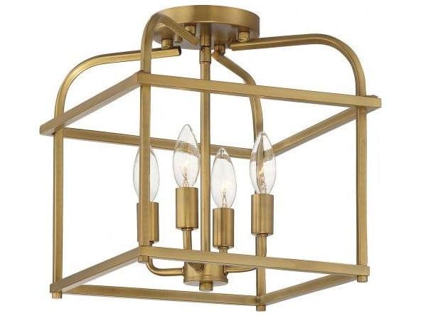 Savoy House Meridian 4-Light Natural Brass Semi Flush Mount