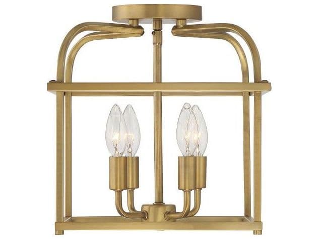 Savoy House Meridian 4-Light Natural Brass Semi Flush Mount