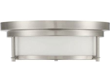 Savoy House Meridian 2-Light Brushed Nickel Glass Drum Flush Mount