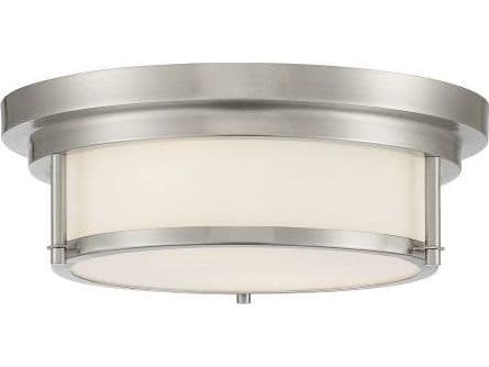 Savoy House Meridian 2-Light Brushed Nickel Glass Drum Flush Mount