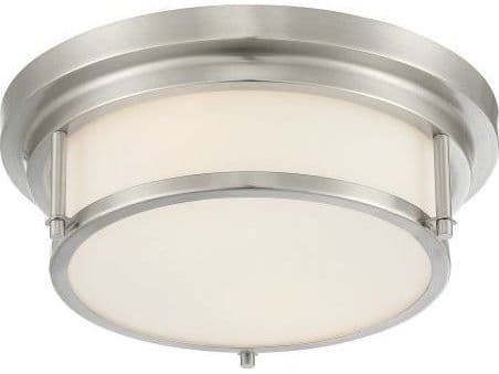 Savoy House Meridian 2-Light Brushed Nickel Glass Drum Flush Mount