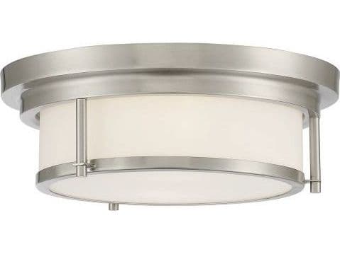 Savoy House Meridian 2-Light Brushed Nickel Glass Drum Flush Mount