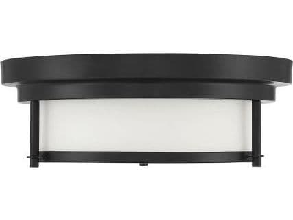 Savoy House Meridian 2-Light Matte Black Glass Drum Geometric Flush Mount