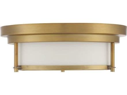 Savoy House Meridian 2-Light Natural Brass Glass Flush Mount