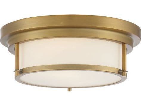 Savoy House Meridian 2-Light Natural Brass Glass Flush Mount