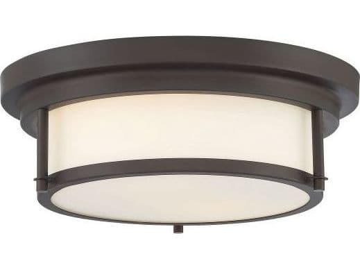 Savoy House Meridian 2-Light Oil Rubbed Bronze Glass Drum Flush Mount