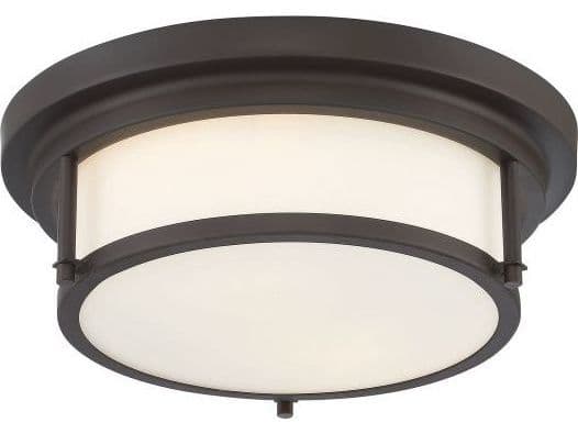 Savoy House Meridian 2-Light Oil Rubbed Bronze Glass Drum Flush Mount