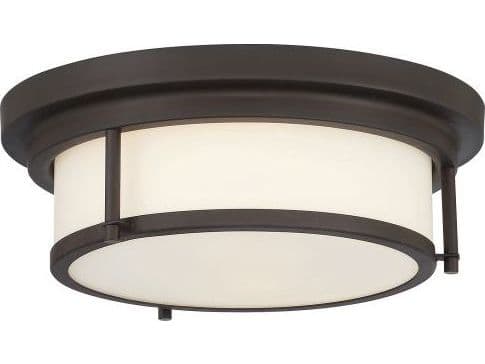 Savoy House Meridian 2-Light Oil Rubbed Bronze Glass Drum Flush Mount