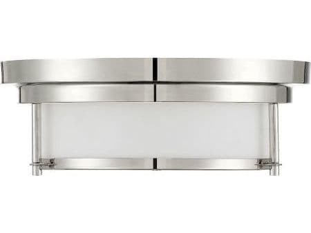 Savoy House Meridian 2-Light Polished Nickel Glass Drum Flush Mount